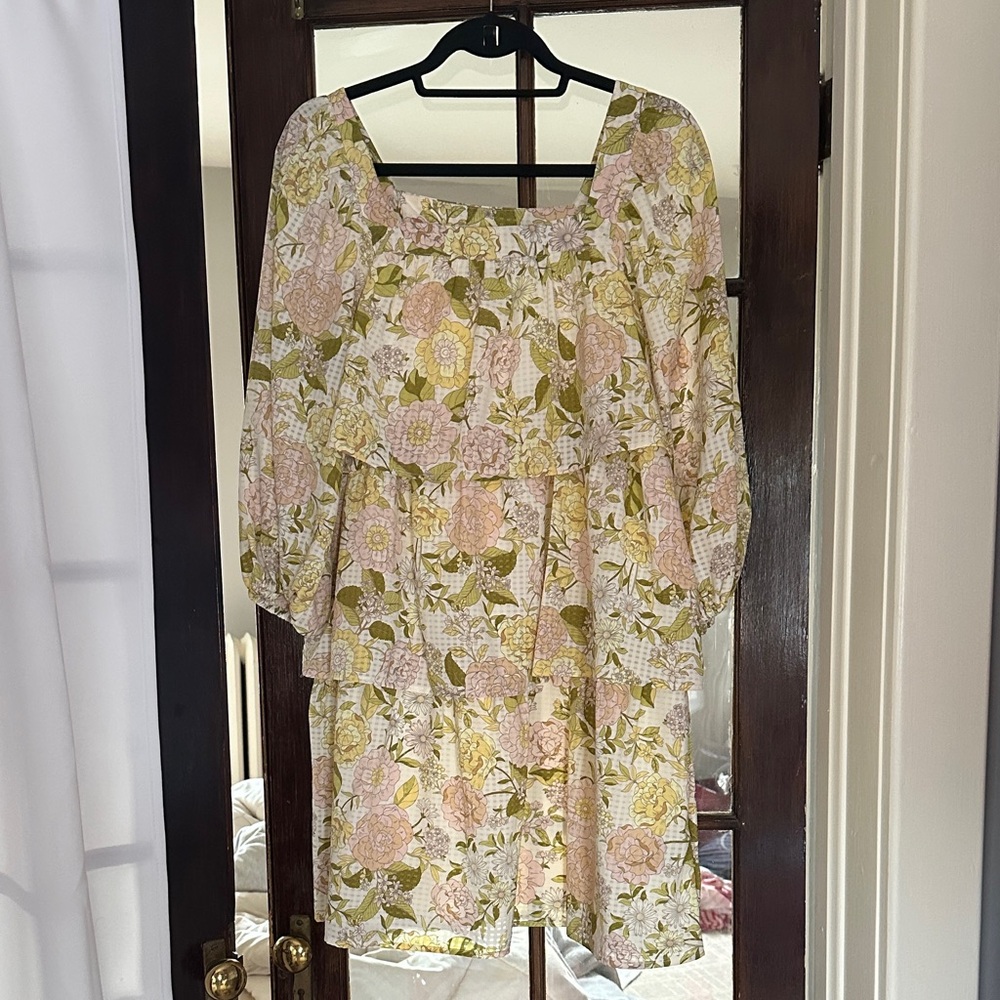 Who What Wear Floral Mini Dress - Pink and Green